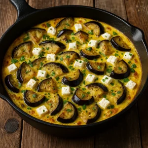 Mediterrán tojásétel sült padlizsánnal