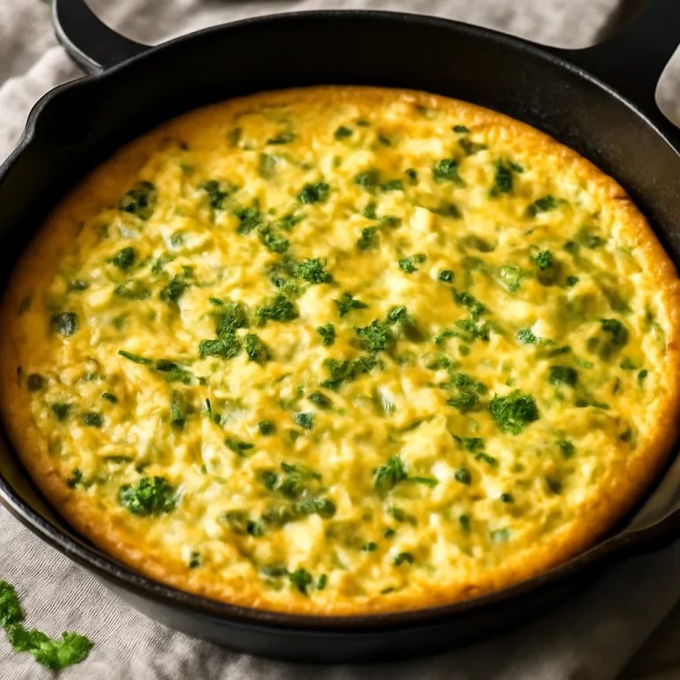 Frittata póréhagymával és gruyère sajttal, friss petrezselyemmel díszítve
