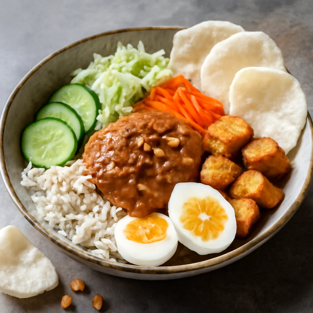 Ropogós Gado-gado rizskeksszel és földimogyoróval