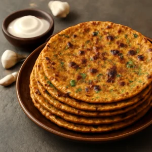 Fűszeres garlic thepla, indiai lepény