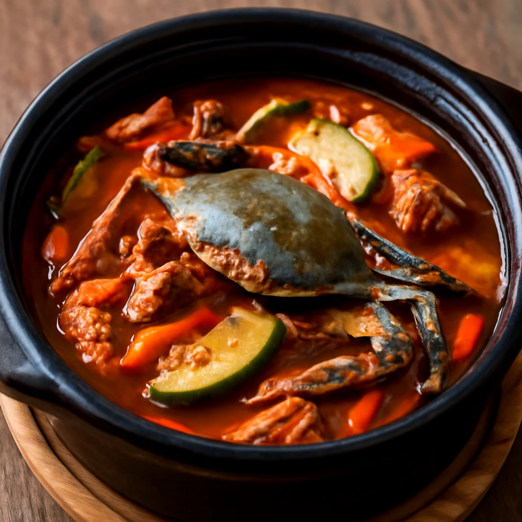 Friss Ã©s gazdag koreai Ge Jjigae kacsahÃºsos leves