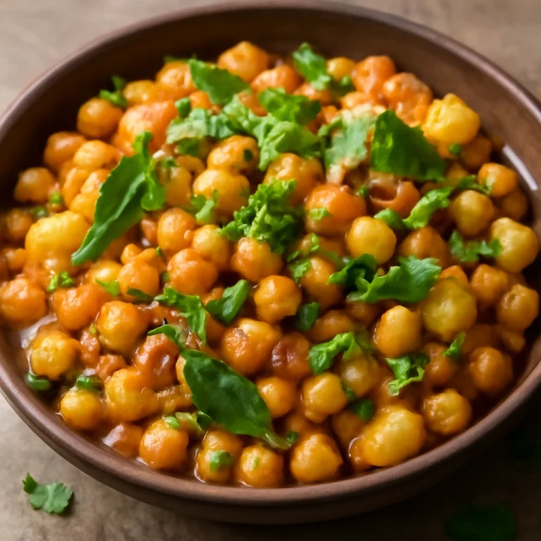 Ghugni chaat burgonyával és friss korianderrel tálalva