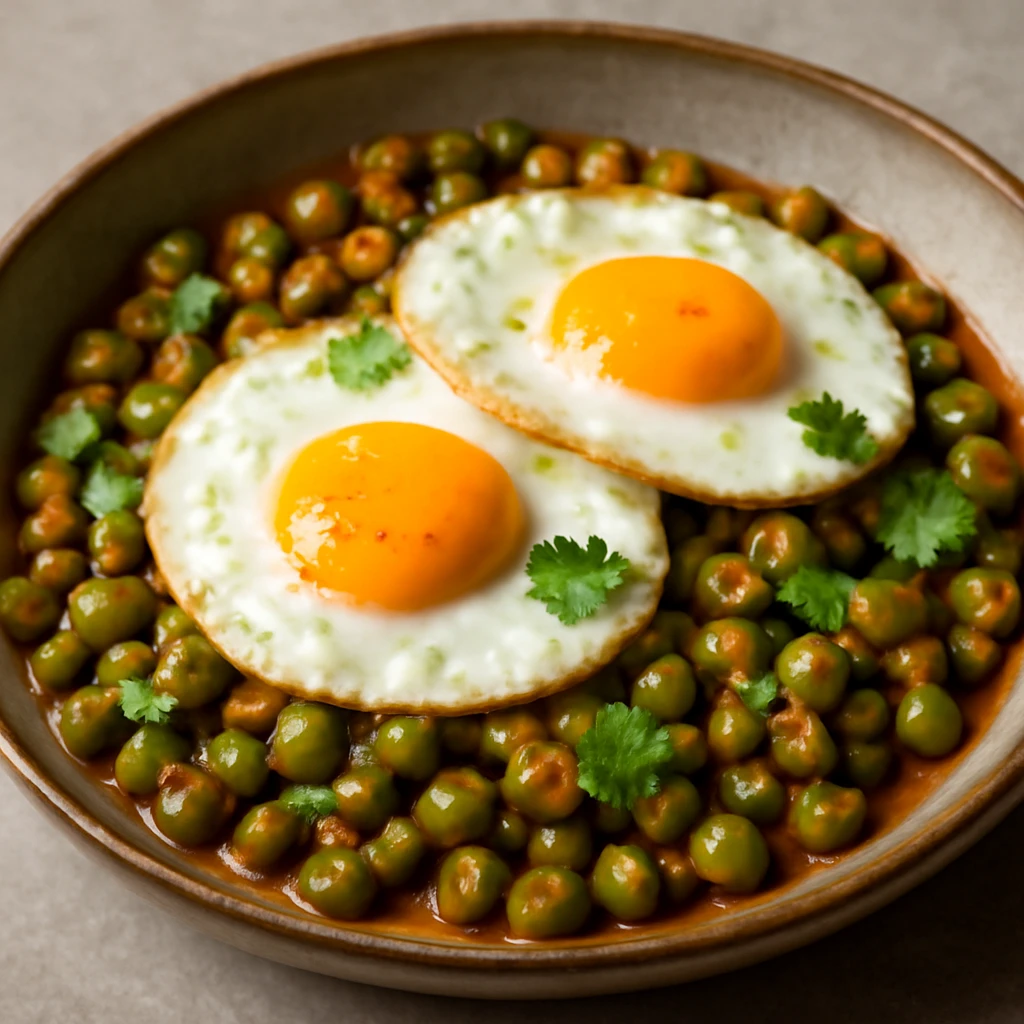 Fűszeres ghugni tojással és friss korianderrel