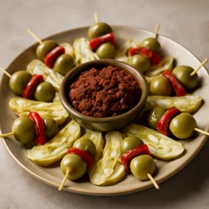 Tapas étel articsókával és tapenáddal