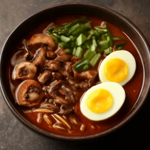 Gombás Yukgaejang - gazdag koreai leves tojással és zöldhagymával
