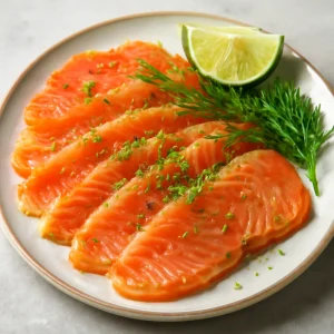 Friss gravlax lime héjjal, gazdag fűszeres ízekkel