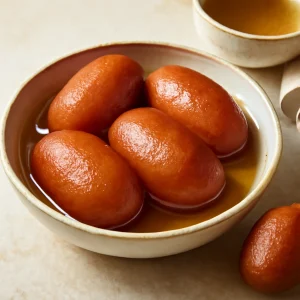 Finom Gulab Jamun golyók szirupban áztatva