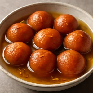 Indiai Gulab Jamun sáfrányos ízesítéssel