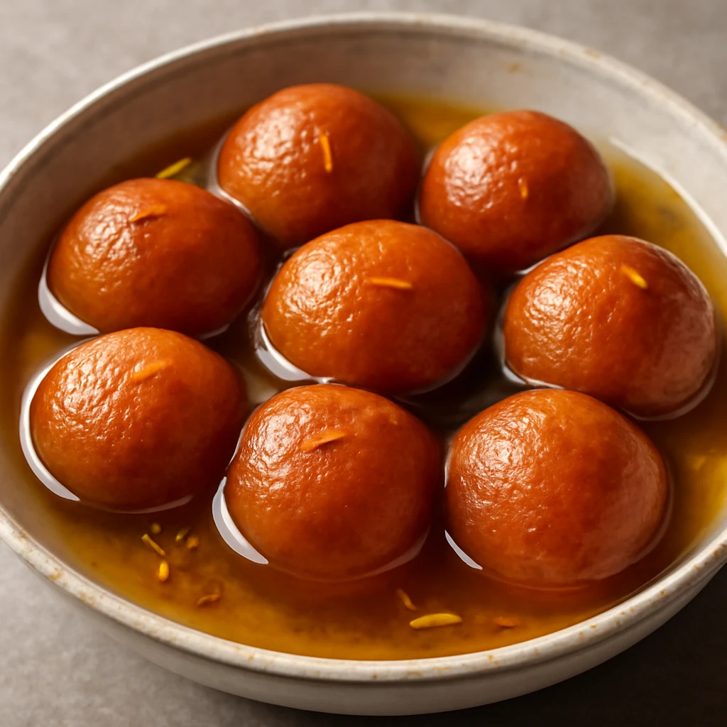 Indiai Gulab Jamun sáfrányos ízesítéssel