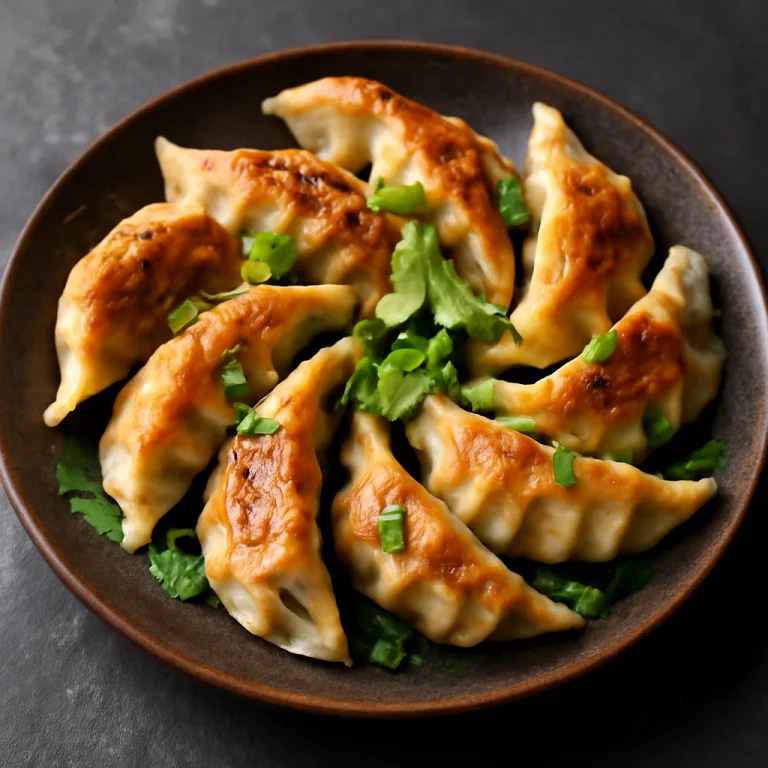 Gyoza gombóc tofuval, aranybarna, ropogós tésztában