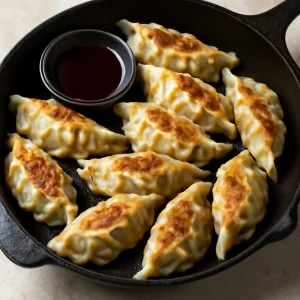 Ropogós gyoza sertéshússal, gyömbéres töltelékkel