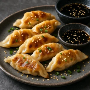 Gyoza szezámolajjal, japán batyu ropogós tésztával