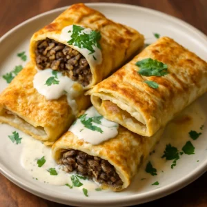 Ínycsiklandó haggis palacsinta, gazdag tejszínnel