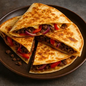 Ropogós quesadilla haggis töltelékkel és olvadt sajttal