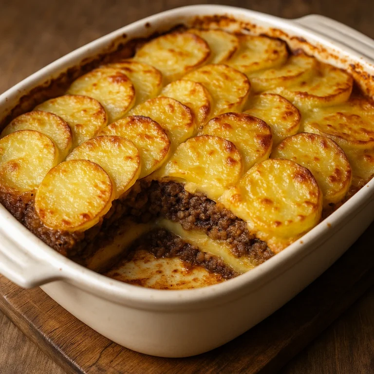 Haggis rakott krumpliban, rétegezett burgonyás és haggis töltelékkel, sült aranybarna sajttal
