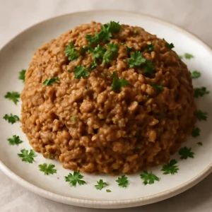 Vegetáriánus haggis lencsével és zabpehellyel, gazdag fűszeres ízekkel