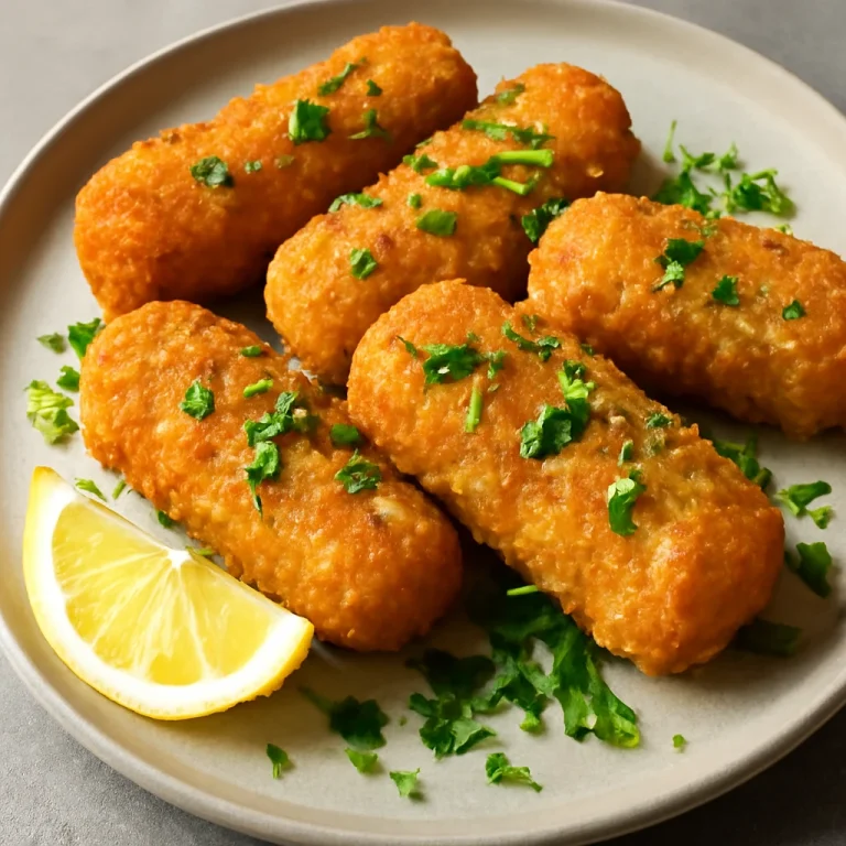 Hagyományos korokke tálalva, friss petrezselyemmel és citrommal