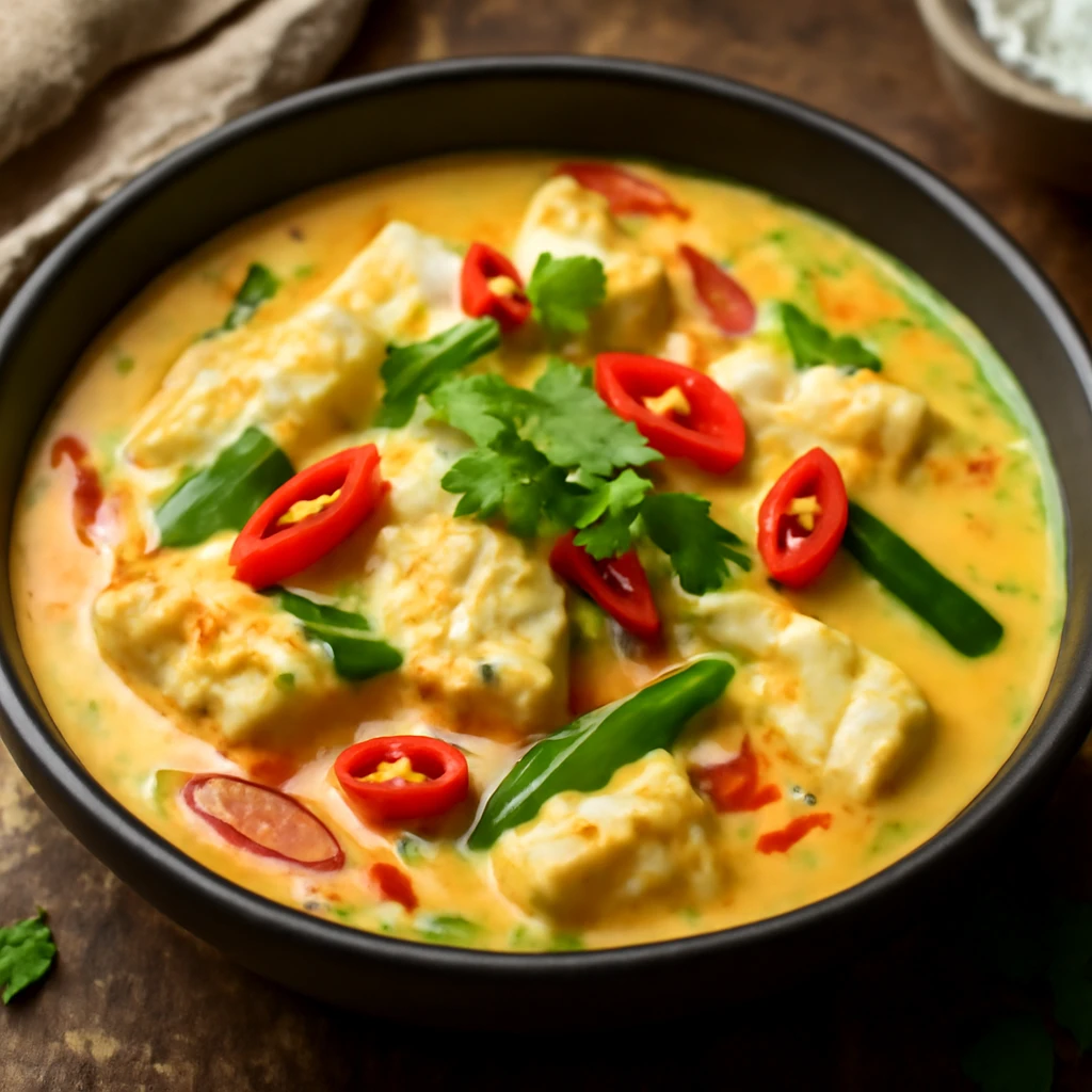 Friss hal Bicol Express szósszal
