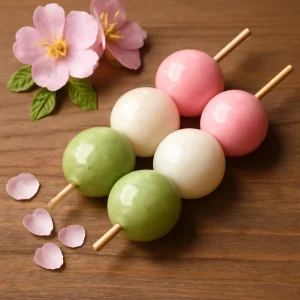 Színes Hanami Dango tavaszi édesség
