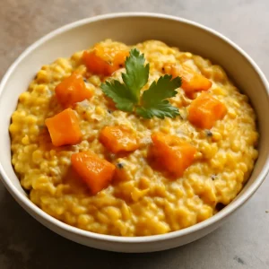 Krémes Hokkaido sütőtök rizottó parmezánnal és petrezselyemmel