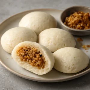 Indiai édes idli kókuszos töltelékkel