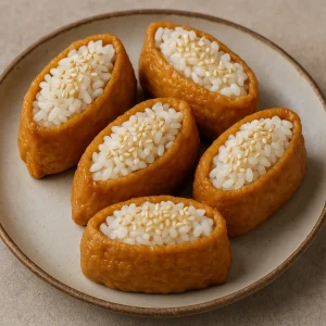 Japán tofu tasak sushi rizzsel töltve
