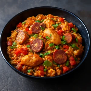 Fűszeres és gazdag Jambalaya étel