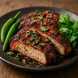 Fűszeres jerk sertéshús friss korianderrel