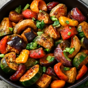 Fűszeres grillezett zöldségek friss korianderrel