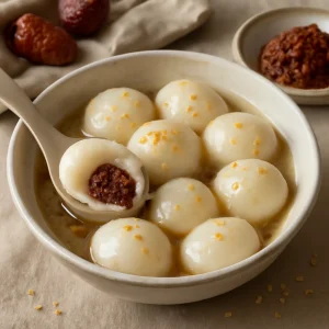 Friss kínai Jujube pürés Tangyuan rizsliszt gombócokkal