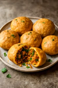 Ropogós kachori, fűszeres zöldséges töltelékkel