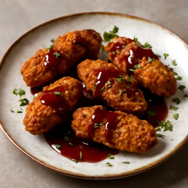 Kaki furai tonkatsu szósszal tálalva, ropogós osztriga darabok friss zöldekkel díszítve