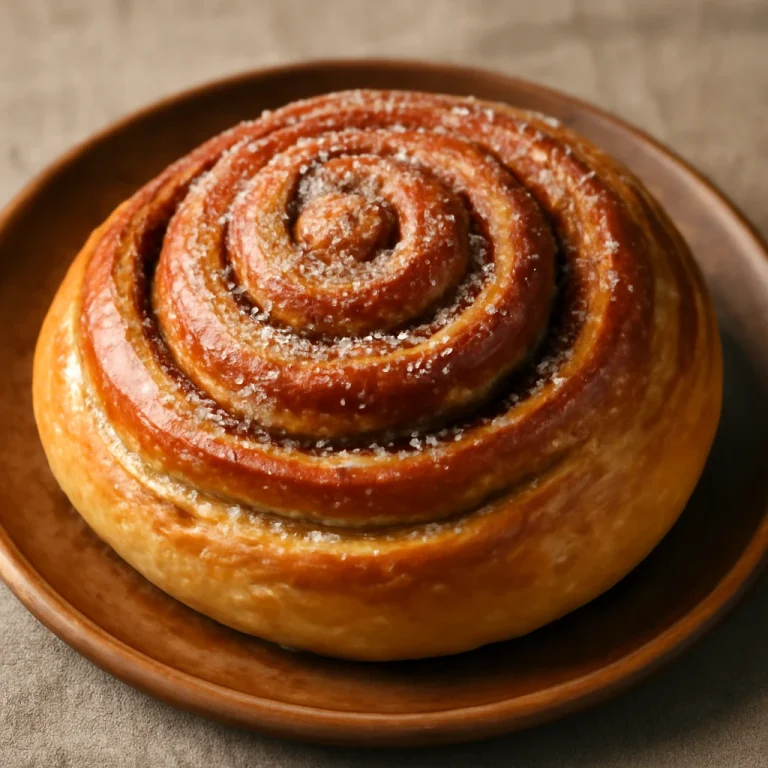 Kanelbulle fahéjas cukorral megszórva, tálalva frissen sütve