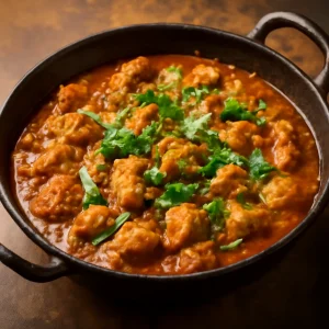 Friss és gazdag Karahi csirke, fűszeres szószban