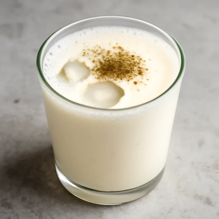 Kardamomos lassi pohárban, jégkockákkal és egy kis kardamommal díszítve
