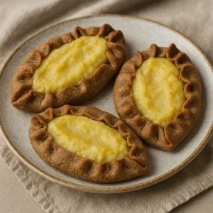 Tradicionális finn pirog ropogós tésztával és krémes töltelékkel
