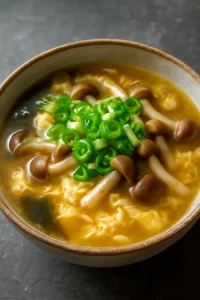 Japán miso leves shimeji gombával és tojással