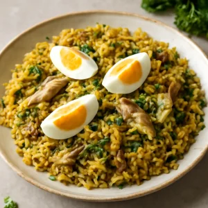 Finom Kedgeree füstölt makrélával és tojással