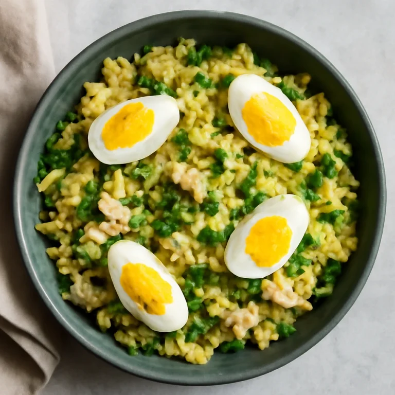 Kedgeree petrezselyemmel, füstölt hallal és tojással, egy ínycsiklandó étel