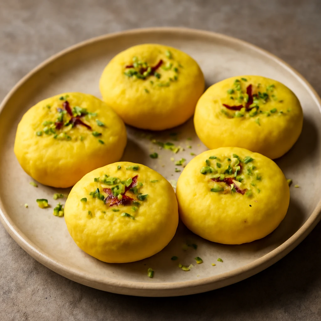 Friss Kesar sondesh sáfránnyal, indiai desszert