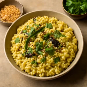 Khichdi pongal, ínycsiklandó, fűszeres indiai étel