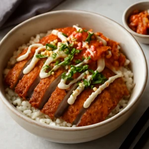 Fűszeres és gazdag japán étel kimchi és majonéz kombinációjával