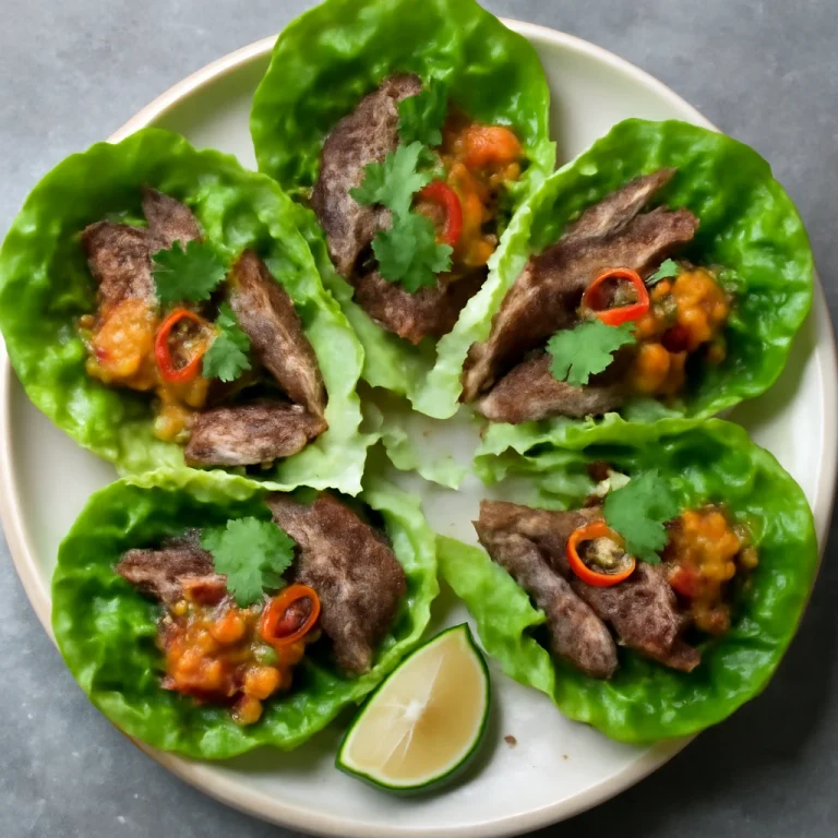 Kimchi ssam, salátába csomagolt falatok kimchivel, sült marhahússal és friss korianderrel