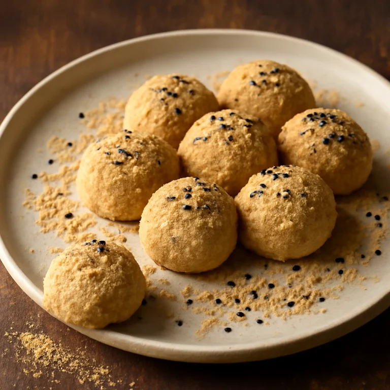 Kinako dango, pörkölt szójaliszttel és cukorral borítva