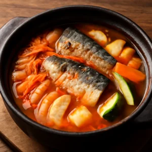Friss és gazdag koreai Kkongchi Jjigae halas leves