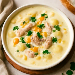 Füstölt halas és kukoricás chowder, gazdag krémes textúrával