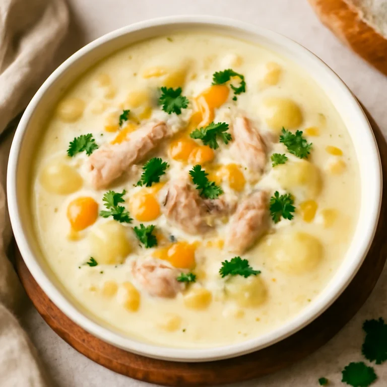Krémes klasszikus chowder füstölt hallal és kukoricával tálalva