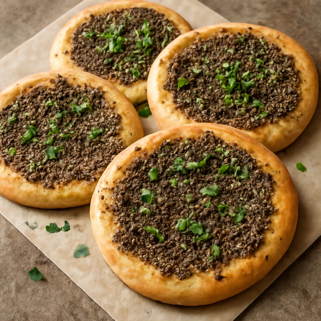 Libanoni manakish, za'atar fűszerkeverékkel és olívaolajjal