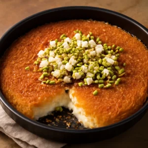 Knafeh Na'ameh finomra őrölt tésztával és gazdag sziruppal