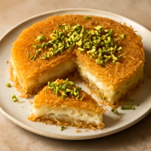 Édes és ropogós knafeh pisztáciával